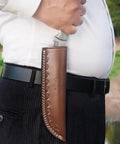 Top Grain Leather Knife Sheath For Fixed Blade Knives Built To Last Belt Carry Holster Vertical Knife Holder For 6 Inch Blades