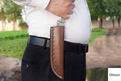 Top Grain Leather Knife Sheath For Fixed Blade Knives Built To Last Belt Carry Holster Vertical Knife Holder For 6 Inch Blades