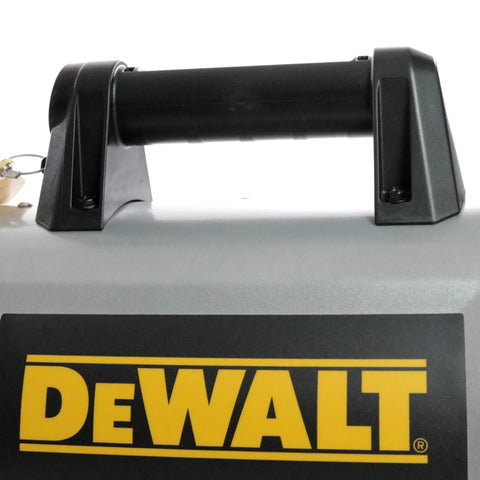 Heavy Duty Portable Forced Air Electric Construction Heater Puts Out Serious Heat And Offers Hassle Free Operation For Job Sites Making Harsh Winter Days Run Smoothly, showing handle detail.