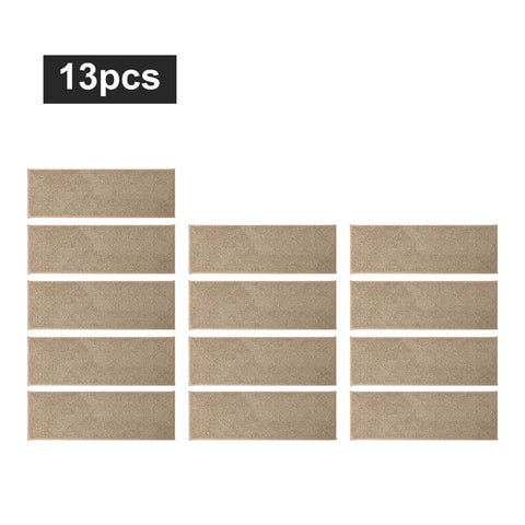 13-piece set of Non Slip Stair Treads Carpet Mats 28x9 inches, beige 100 percent polyester, for wooden steps