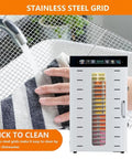 Hand drying stainless steel grid of Commercial Electric Food Dehydrator Stainless Steel Jerky Maker With Reliable Touch Controls.