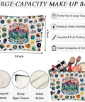 Hiking Makeup Bag For Women Must Have Lightweight Portable Organizer with mountain design, size 9.8x6.7 inches