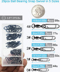 Ball Bearing Fishing Swivels With Quick Change Clips 29 Pack Slick Pro Grade Black Nickel Stainless Steel Snap Swivels Size 0 To 4 For Saltwater And Freshwater Ultra Smooth 360 Degree Rotation Reduces Line Twist, assorted sizes in case