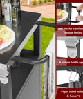 Outdoor Grill Cart With Large Storage And Foldable Stainless Steel Top Wheels And Towel Rack Bottle Opener Trash Rack 6 S Hooks