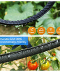 Flat Soaker Hose 50 Feet Twin Pack For Garden Beds One Half Inch Linkable Drip Irrigation Water Saving Leakproof Heavy Duty Double Layer Sprinkler Hose watering vegetable plants