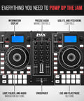 Party-Ready Portable 2-Deck DJ Controller With LCD Display USB Audio Mic Input Record Output 16 Performance Pads