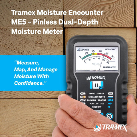 Pinless Moisture Meter For Wood, Drywall And Building Materials With Dual Depth Readings, Non Destructive Measure, Large Analog Display And Optional Moisture Alarm Tone For Quick, Reliable Checks on wood planks