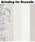 Grinding for Drywalls showcasing five surface textures for prep work before painting or finishing applications.