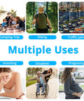 Image showing multiple uses for 900Ml Portable Disposable Urine Bags 12 Pack for travel, hiking, pregnancy, and more.