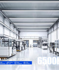 High Output 100W 15000LM 6500K T8 LED Shop Light Strip installed in a large industrial warehouse setting, 8Ft Linkable Garage Light