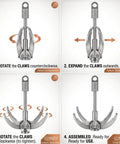 Survival Grappling Hook With Foldable Stainless Steel Heavy Duty Large Hook And 20M 64FT Nylon Rope assembly instructions