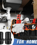 Pool PVC Barbed Fittings To NPT Male Adapters One And A Half Inch Tubing Connectors Kit shown with toolbox and plumbing setup
