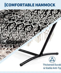 Heavy Duty Double Hammock With Stand For Indoor Outdoor Use, 450 Lbs Capacity, 2 Person, 9 Foot Boho Style Backyard Patio Beach Lounger