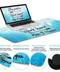 Stay Positive XXL Desk Mat Pad Set With Cushioned Wrist Rest For Mouse And Keyboard Large Gaming Mouse Pad With Wrist Support Extended Desk Pad For Your Home Office Setup Coaster Included Non Slip Ergonomic Workspace Vibes, showing keyboard and mouse on desk mat with motivational text