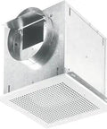 L200MG Heavy-Duty Ventilator Fan With Beastly 215 CFM 1.9 Sones Horizontal Or 209 CFM 1.8 Sones Vertical White 8-Inch Duct Connector 120V Built From 20-Gauge Galvanized Steel Housing shown from below