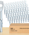 50 Pcs Eye Bolt Wedge Concrete Anchors 1/4 By 2 Inch Expansion Ceiling Anchors Galvanized Carbon Steel for ceiling joists.