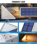 Product size illustration of Solar Step Lights 12 Pack Warm White Auto On Off Outdoor IP67 Waterproof with triangular design