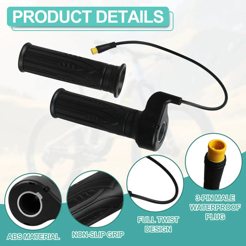 Waterproof 3 Pin Full Twist Throttle Grip 20X For 12V 72V Electric Bikes Scooters Mountain Ebikes Universal Compatibility Built For Everyday Commuting And Street Ready City Rides