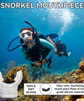 Diver using 4 Pack Silicone Mouthpiece For Scuba Regulator Replacement, underwater scene, safe food-grade silicone visible.