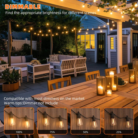 Outdoor 240ft Vintage Style LED String Lights Waterproof For Patio Yard Balcony Gazebo Porch Shatterproof Bulbs 120 Plus 4
