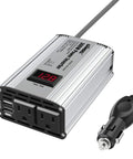 300W DC 12V To 110V Car Inverter With LED Display Dual USB Fast Charge Ports Up To 2.4A Each 2 AC Outlets 600W Peak Power.