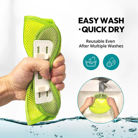 Clip On Cooling Mesh Hard Hat Sweatband Integrated All Day Comfort Top Pad Set Washable Liner shown being washed in hand