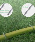 Heavy Duty 6 Inch Garden Stakes With Beveled Ends, 11 Gauge Galvanized Steel Lawn Landscape Staples securing hose on grass