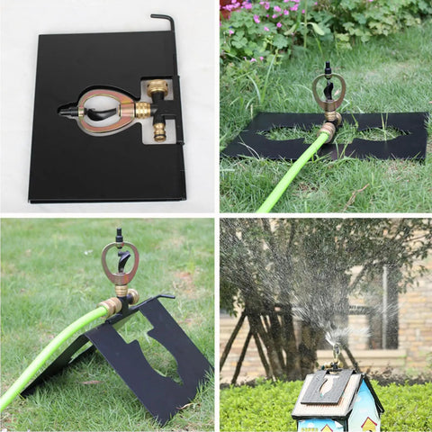Genuine Real Deal Rooftop Sprinkler System For Wildfire Ember Defense built like a tank with metal and alloy components for garden use.