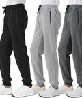 Three Pack Boys Sweatpants Fleece Joggers With Zipper Pockets Cozy Everyday Lounge And Gym Class Ready For Fall Winter Size 10 12