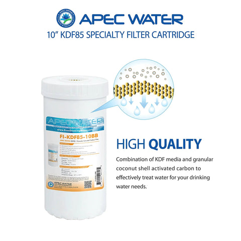 Iron And Hydrogen Sulfide Reduction Replacement Water Filter For 4.5x10 Inch Housings, 10 Micron Nominal, US Made KDF Media