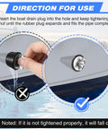 Person installing 2 Pack Rubber Boat Drain Plugs For 1/2 To 1 Inch Holes With Long Tapered Rubber Stopper And Stainless Steel Head