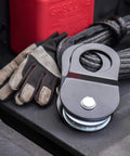 Snatch Block 15,000 Lb Capacity For Heavy Duty Winch Pulls, Doubles Your Pull Power, black powder-coated with rope