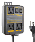 Front view of Configurable Automatic Vacuum Switch For Power Tools With Dual Tool Outlets And Load Sensing Delayed On And Off Dust Collector Controller