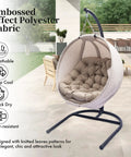 Hanging Egg Chair With Stand Cozy Indoor Outdoor Swing Seat With Plush Cushions Comfy Plush Comfort Weather Resistant Fabric Foldable Lounge For Patio Balcony Yard And Living Room Gesar Flowers Yellow with embossed polyester fabric on patio