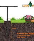 Hand Drill Auger Post Hole Digger For Gardening 4 Inch Diameter By 38 Inch Length in soil with rubber sleeve and plants