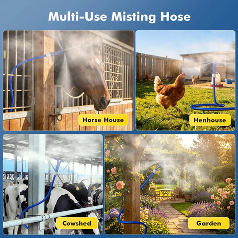 Adjustable Outdoor Standing Misters For Patio Cooling With Four Directional Nozzles in horse stable, henhouse, cowshed, garden
