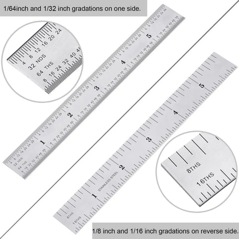 Two Pack Stainless Steel Ruler For Engineers And Makers, Dual Sided 6 Inch Machinist Ruler With Imperial And Metric Markings
