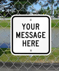 Dang Tough Custom Square Metal Sign 12 Inch Rustproof Aluminum Outdoor Decor With Pre Drilled Mounting Holes weather-resistant sign on a fence.