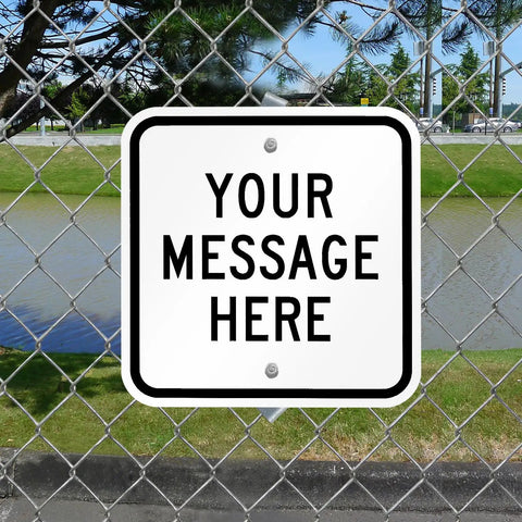 Dang Tough Custom Square Metal Sign 12 Inch Rustproof Aluminum Outdoor Decor With Pre Drilled Mounting Holes weather-resistant sign on a fence.
