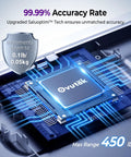 Digital Bathroom Scale With 450 Lb Capacity, 0.05 Lb Accuracy chip illustrating advanced accuracy and technology.