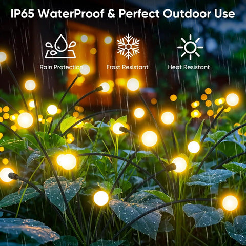 Outdoor Solar Firefly Lights 4 Pack With 32 LEDs Waterproof Pathway Lamps For Yard And Patio Solar Powered Garden Decor