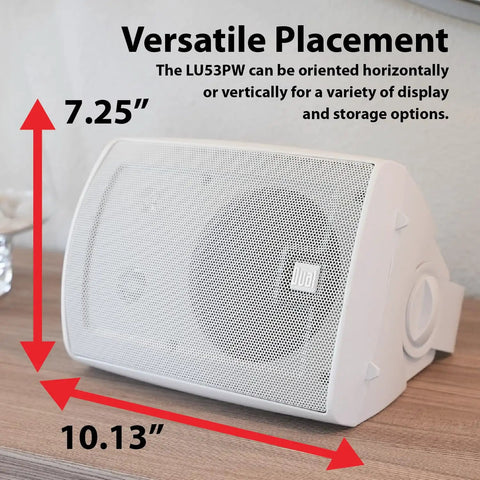 Five Point Twenty Five Inch Three Way Outdoor Indoor Wired Speakers With Weather Resistant Build and Versatile Placement