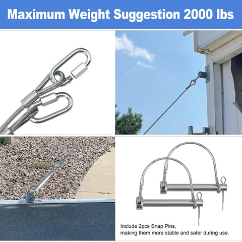 Conversion Cable Kit for Toy Hauler Patio Doors Easy to Install With 109 Inch Cable and Full Hardware Pack Including Brackets Screws Cables Pins and Lockpins for Quick Retrofit