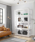 Heavy Duty White Garage Shelving Unit With 5 Adjustable Tiers Up To 2000 Lbs Capacity Versatile Storage Shelves For Pantry Kitchen Closet Basement Or Warehouse 16.5 In D By 32 In W By 63 In H, white metal shelf in living room
