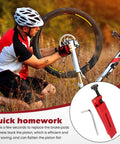 Man using Heavy Duty Brake Tool For Sram Hydraulic Disc Calipers With 1.1 Inch CNC Aluminum Piston Reset Expander Adapter for bike maintenance.