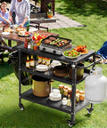 Beefy Outdoor Grill Cart With Wheels, Pizza Oven Stand and Prep Table for Patio and Backyard, featuring steel frame