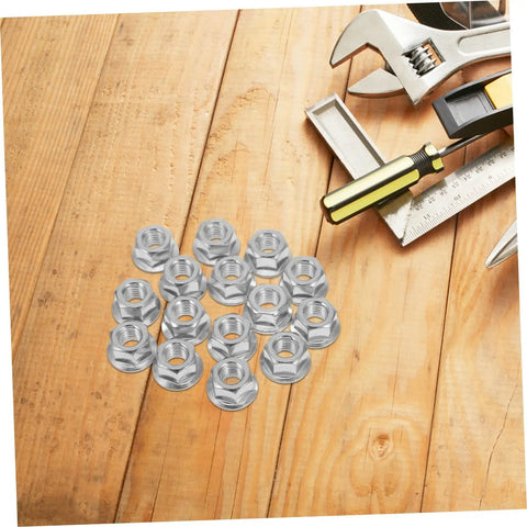 Must Have 15 Pc Chainsaw Bar Accessories Kit With Guide Nut Rivnut Tool Set For Easy Cordless Drill Installation And Stable Saw Guide Bar Secure Mounting On All Models silver nuts with wrench on wood