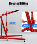 Heavy Duty Hydraulic Engine Hoist, 2 Ton Folding Shop Crane Built Tough with 6.89ft max lifting height and adjustable valve.