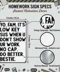 Its Low Key Sus When U Dont Show Ur Work Tin Sign For Home Classroom Study Room Wall Decor Humorous Gift 8x12 Inch