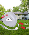 Wall-mounted retractable garden hose reel with auto rewind and 180° swivel, ideal for plant watering or car washing.